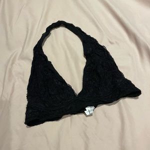 Free People Lace Halter Bralette (Black)